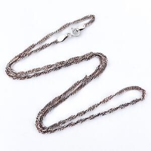 Vintage Sterling Silver 925 1.5mm Twisted Chain Necklace 17.5"